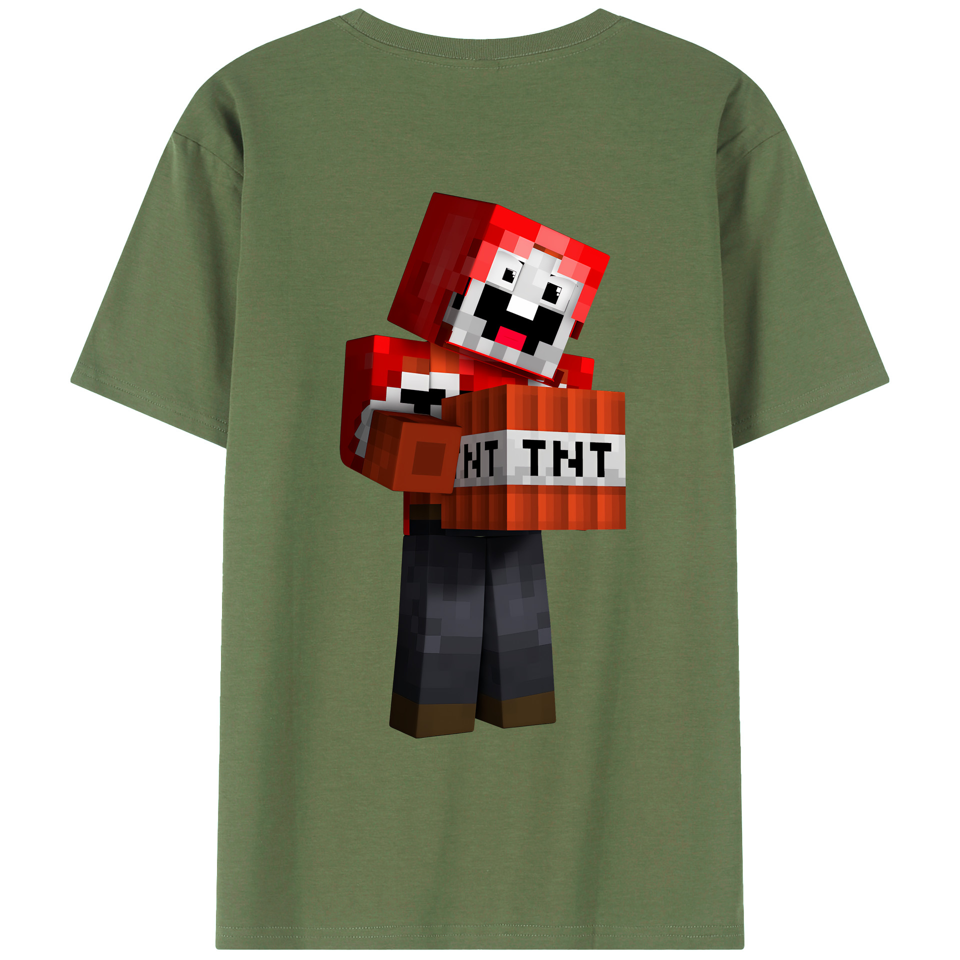 （画像用） マインクラフト ブロックの世界 Minecraft MC Block world 綿100％ メンズ半袖Tシャツ（バックプリント） 通気性